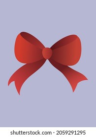 Red bowknot isolated on purple background. Vector illustration of holiday and gift decorative element .