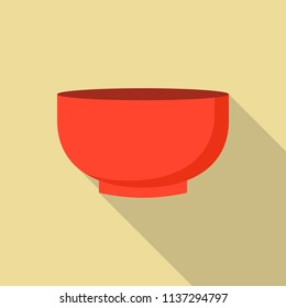 Red bowl icon. Flat illustration of red bowl vector icon for web design