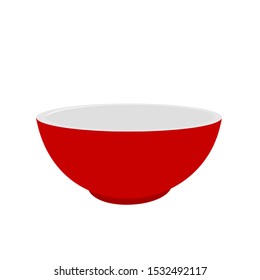 Red bowl icon isolated on white background. flat design vector.