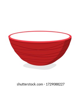 Red bowl icon isolated on white background vector illustration.