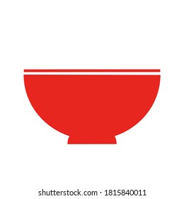 Red bowl icon isolated on white background vector illustration. Flat design.