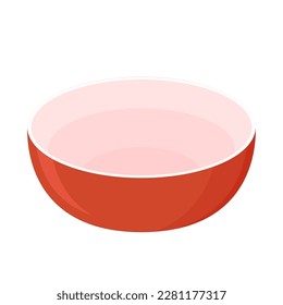 Red bowl icon isolated on white background vector illustration. Red bowl isolated vector.