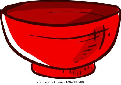 Red bowl, illustration, vector on white background