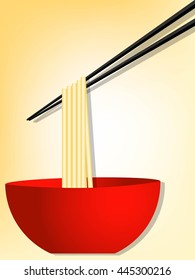 red bowl and noodle graphic vector