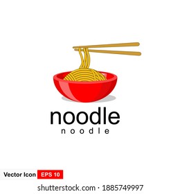 Red bowl Noodles Logo Templates. Suitable for any business related to ramen, noodles, fast food restaurants, Korean food, Japanese food or any other business on a white background.