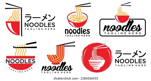 The red bowl noodles logo templates suitable for any business related to ramen noodles fast food