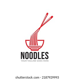 Red Bowl Noodles Vector Logo Illustration. The illustration suitable for any business related to ramen, noodles, fast food restaurant, or any other business related.