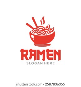 Red Bowl Ramen Logo Design Illustration, Can Be Use For Any Companies Related To Noodle, Asian Food, Restaurant etc. Editable Vector