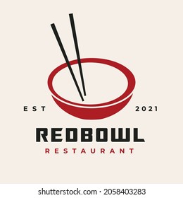 Red Bowl Restaurant  Logo Templates. Suitable for any business related to ramen, noodles, rice, fast food restaurants, Korean food, Japanese food or any other business on a white background.