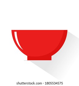 Red bowl vector icon isolated on white background.