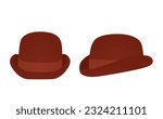 Red  bowler hat. vector illustration