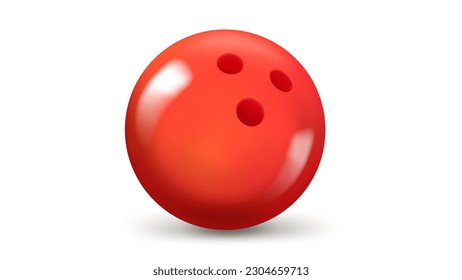 Red bowling ball isolated on white background. 3d vector illustration