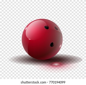 Red Bowling Ball isolated on transparent background. Vector illustration. Vector illustration