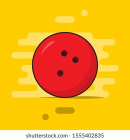 red bowling ball with three holes flat vector illustration. colorful logo art for tournament illustration and sport apps. eps 10