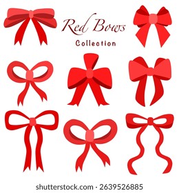 red bows collection for give or decoration