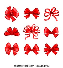 Red Ribbon Bows Stock Vector (Royalty Free) 187444013