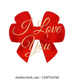 Red bows with diagonal ribbons with shadows. Beautiful red bows with horizontal ribbons