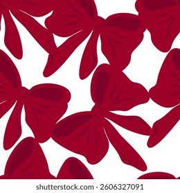 Red bows festive seamless pattern.
