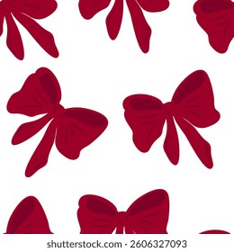 Red bows festive seamless pattern.