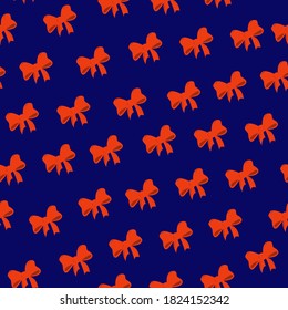 Red bows on a blue background seamless pattern for printing