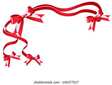 red bows with ribbons
