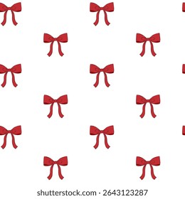 Red Bows ribbons Seamless pattern. Vector graphic line ink illustration. holiday design Silhouette sign for logo, print, comics, fashion, pop art, boards, design, stickers, decoration, posters
