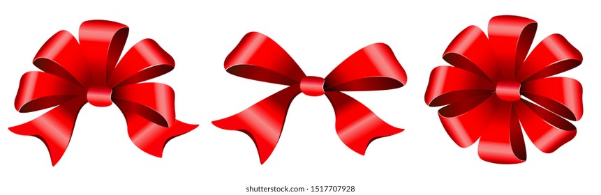 red bows set. isolated on a white
