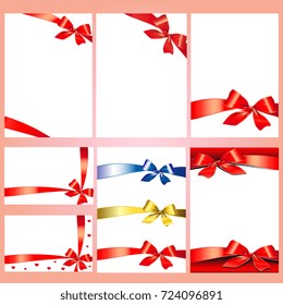 red bows set. isolated on a white