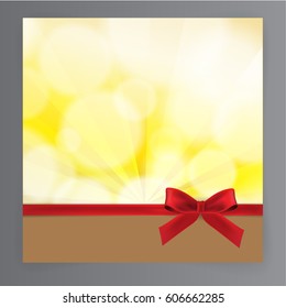 Red bows with yellow bokeh background, Red Ribbon Vector