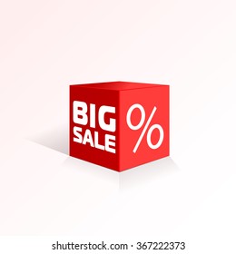 Red box big sale for your design. Red box with shadow and reflection. Vector illustration eps 10