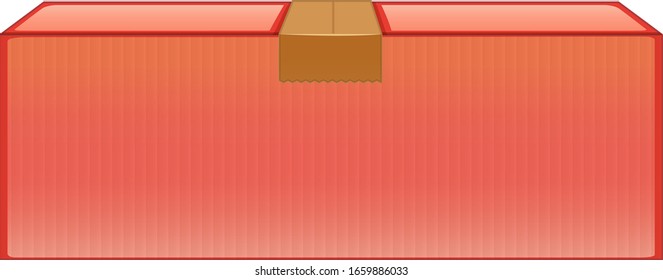 Red box with brown tape on white background illustration