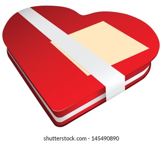 Red box of chocolates with a message. Vector illustration.