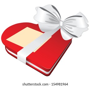 Red box of chocolates with a white bow. Vector illustration.