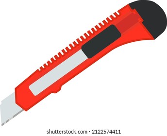 Red box cutter, illustration, vector on a white background.