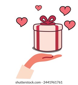 Red box gifts with a special Valentine's Day style or giving gifts to loved ones