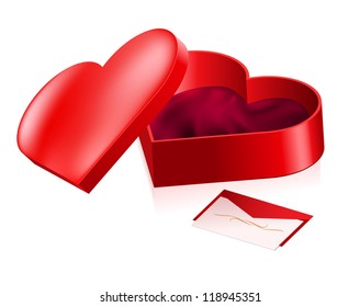 Red box in heart shape. Illustration on white background.