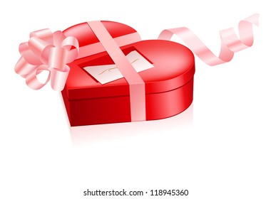 Red box in heart shape. Illustration on white background for design