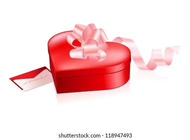 Red box in heart shape with letter