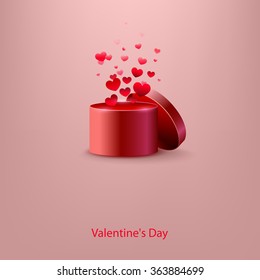 red box and hearts, vector