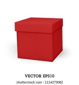 Red box isolated on white background. Bright product package for design.
