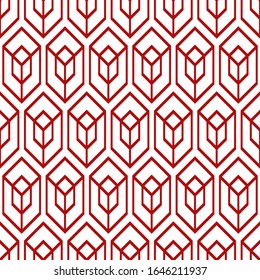 patrones geométricos de la línea de cuadro rojo, patrón vectorial transparente. Textura vectorial