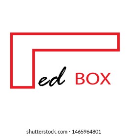 red box logo. the mono line logo concept. red.