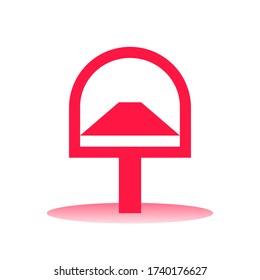 Diseño de icono de mensaje y correo de caja roja con fondo blanco