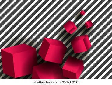 Red box on black Diagonal lines