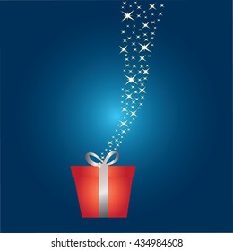 red box on the blue background