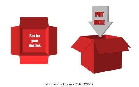 Red box opened. Vector illustration.