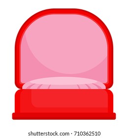 Red box for ring. Gift for engagement, wedding, Valentine day, declaration of love. Flat design vector, isolated on white.