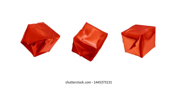Red Box set in foil realistic design isolated on white background