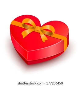 Red box for sweets in the form of heart. Gift for Valentine's day - vector - stock vector