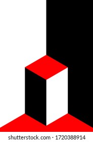 Red box at white and black corner 